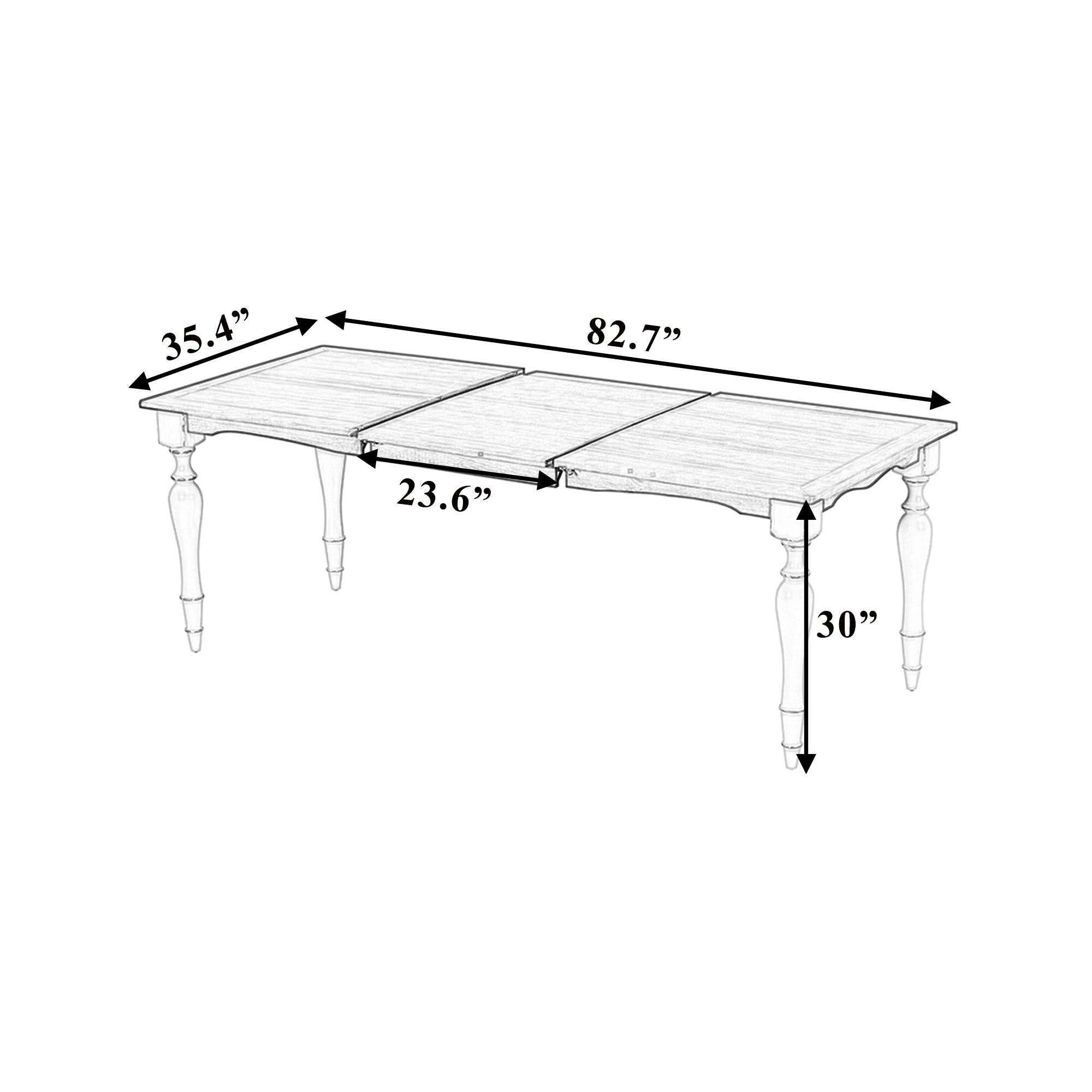 TOPMAX Vintage Traditional 82.7inch Extendable Dining Table with 23.6inch Removable Leaf, Natural - Grand Goldman Shop