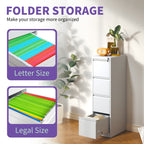 SteelCraft Pro 4 Drawer Vertical File Cabinet with Lock for A4 Legal/Letter Size, White Metal - Grand Goldman