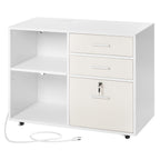 3 Drawer Wooden File Cabinet Mobile Filing Cabinet with Light Strip White | Premium Home Decor - Grand Goldman