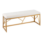 Folia Glam Metal Bench in Gold Steel and White Velvet by - Grand Goldman Shop