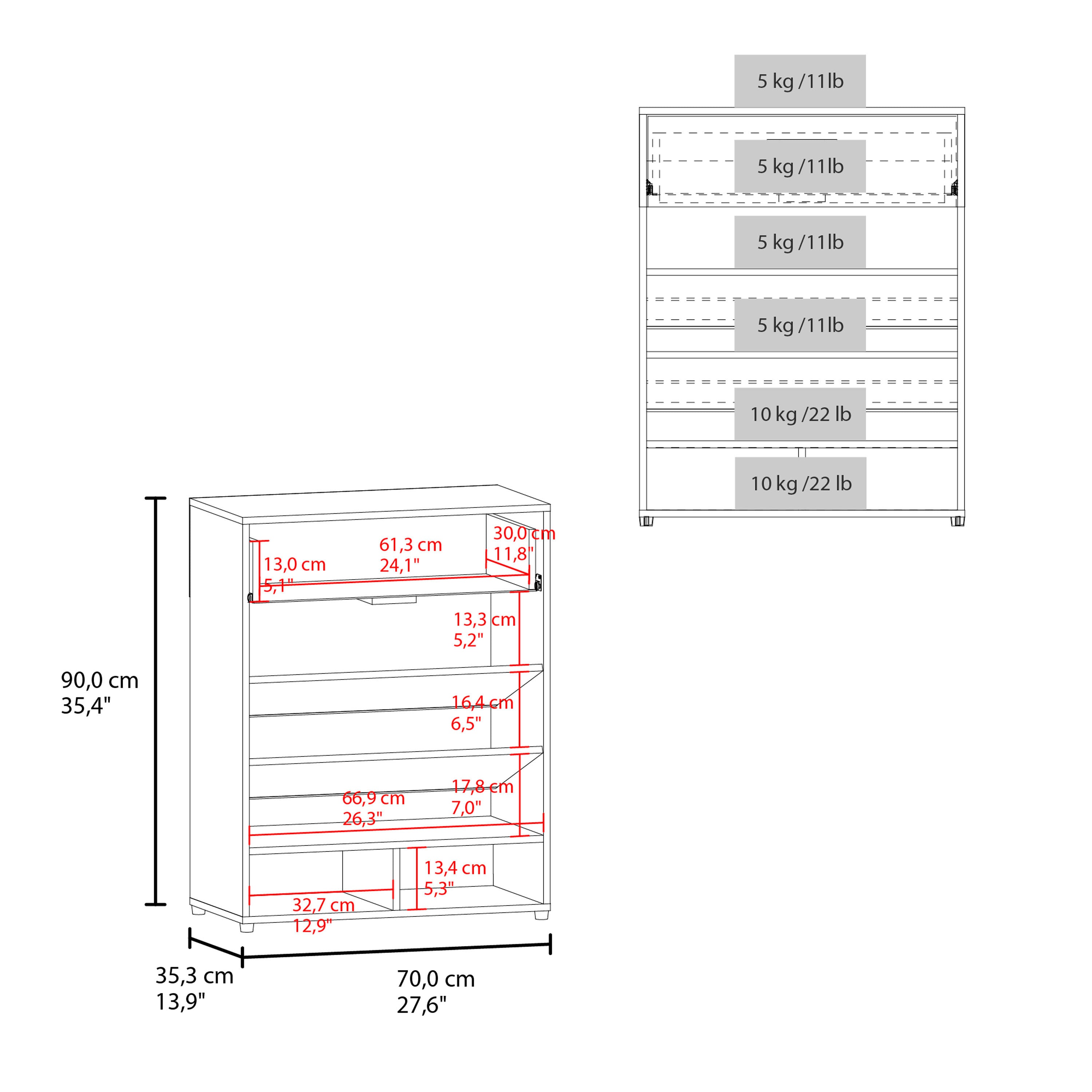 Shoe Rack, 1 Door, 4 Legs, 5 Shelves - Grand Goldman Shop