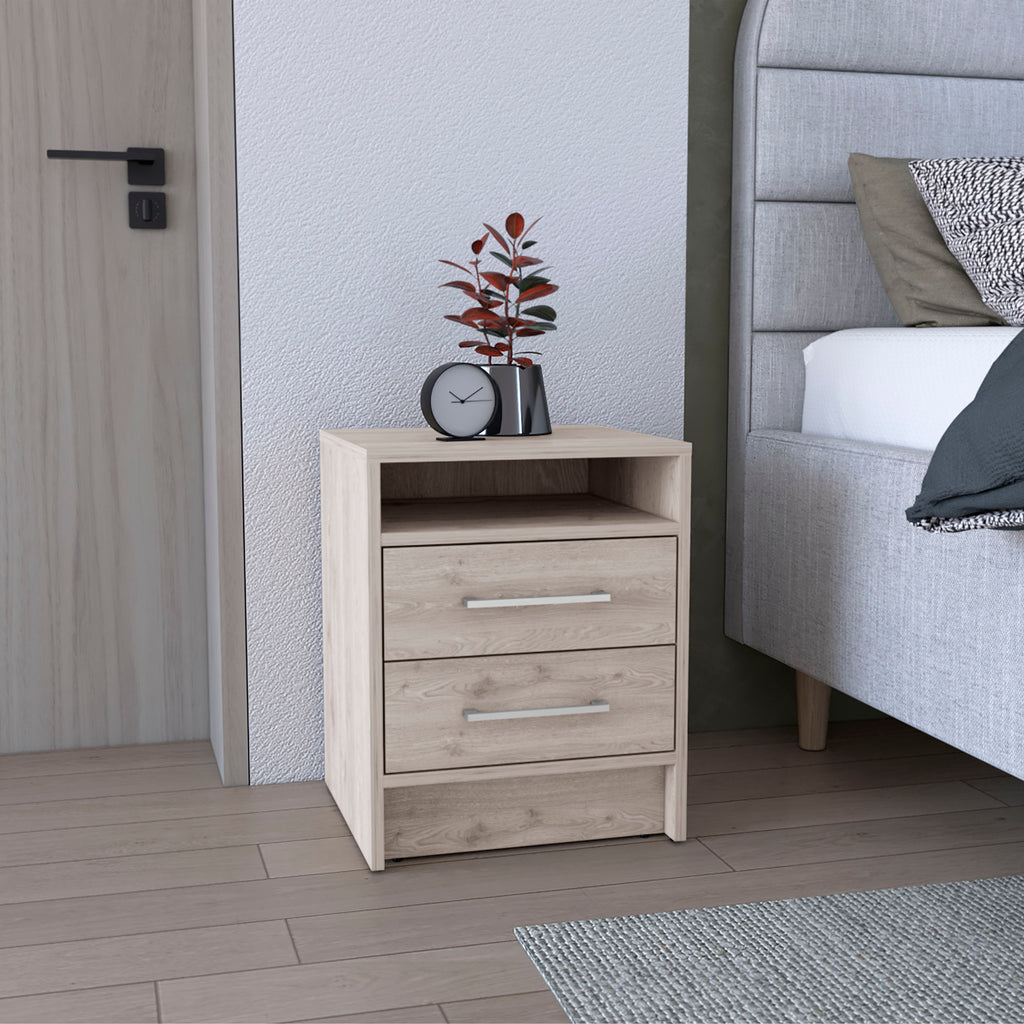 Eter Nightstand , End Table, Side Table Superior Top, Two Drawers -Light Gray - Grand Goldman Shop