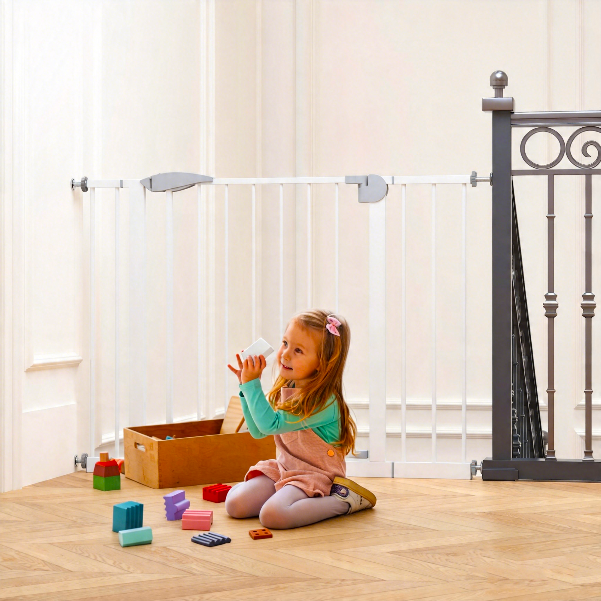 Stylish 2 Pack 29.5-44.1' Wide Baby Gate for Stairs, Dog Gate Indoor for Doorways, No Drilling Pressure Mounted Pet Gates for