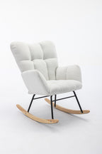 050-Teddy Fabric Rocking Gilder Nursery Chair For Living Room Indoor,Ivory - Grand Goldman Shop