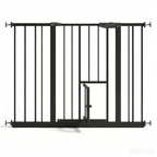 Baby Gate with Cat Door, 29.5-44.1' Metal Pet Door for Stairs & Doorways,Pressure Mounted,No Tools Needed, Black | Premium Ho