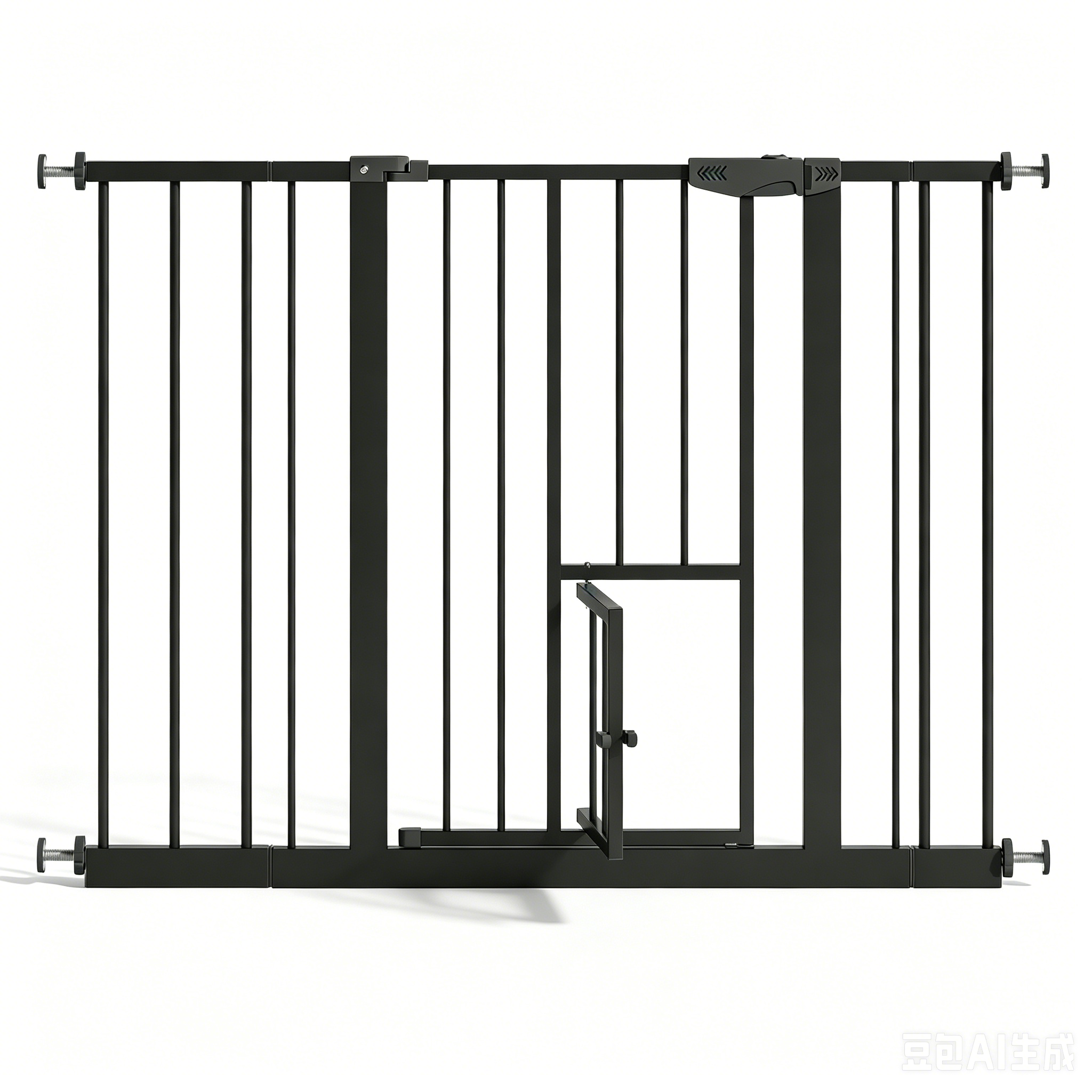Baby Gate with Cat Door, 29.5-44.1' Metal Pet Door for Stairs & Doorways,Pressure Mounted,No Tools Needed, Black | Premium Ho