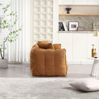 Cozy Beanbag Chair with High Resilience Foam Core for Two - Yellow Chenille, 66x35x25 inches - Grand Goldman Shop