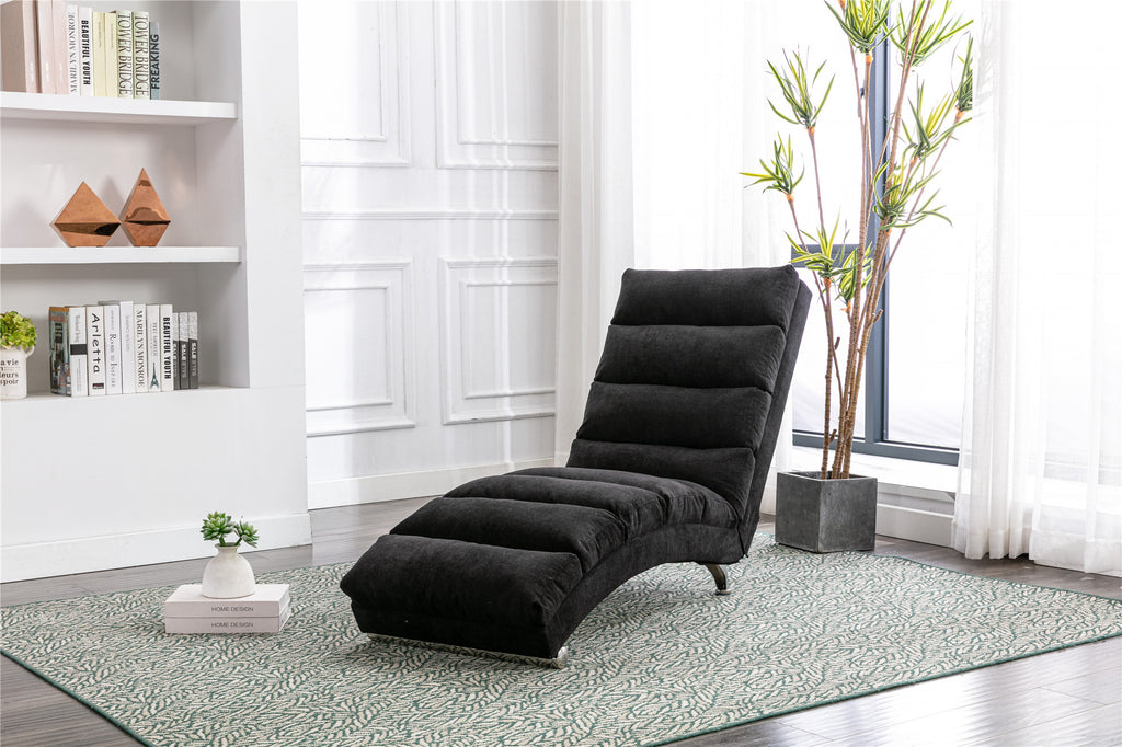 COOLMORE Luxury Upholstered Chaise Lounge Chair with Vibration for Relaxation, Modern Fixed Back Fabric Leisure Recliner Sofa for Living Room/Bedroom - Grand Goldman Shop