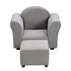 Kids Upholstered Couch with Ottoman for Toddlers, Dark Gray Velvet - Grand Goldman