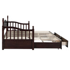 Wooden Twin Size Daybed with Twin Size Trundle, Extendable Daybed with Two Storage Drawers, Espresso(Expected Arrival Time:9.12) - Grand Goldman Shop