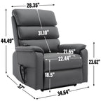 Grey Cat-proof Leather Dual Motor Infinite Position Up to 350 LBS Power Lift Recliner Chair with Power-Remote, Heat Massage and Heavy Duty Motion Mechanism - Grand Goldman Shop