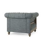 Fabric Upholstered Club Chair with Scrolled Tuxedo Arms, Charcoal - Grand Goldman Shop