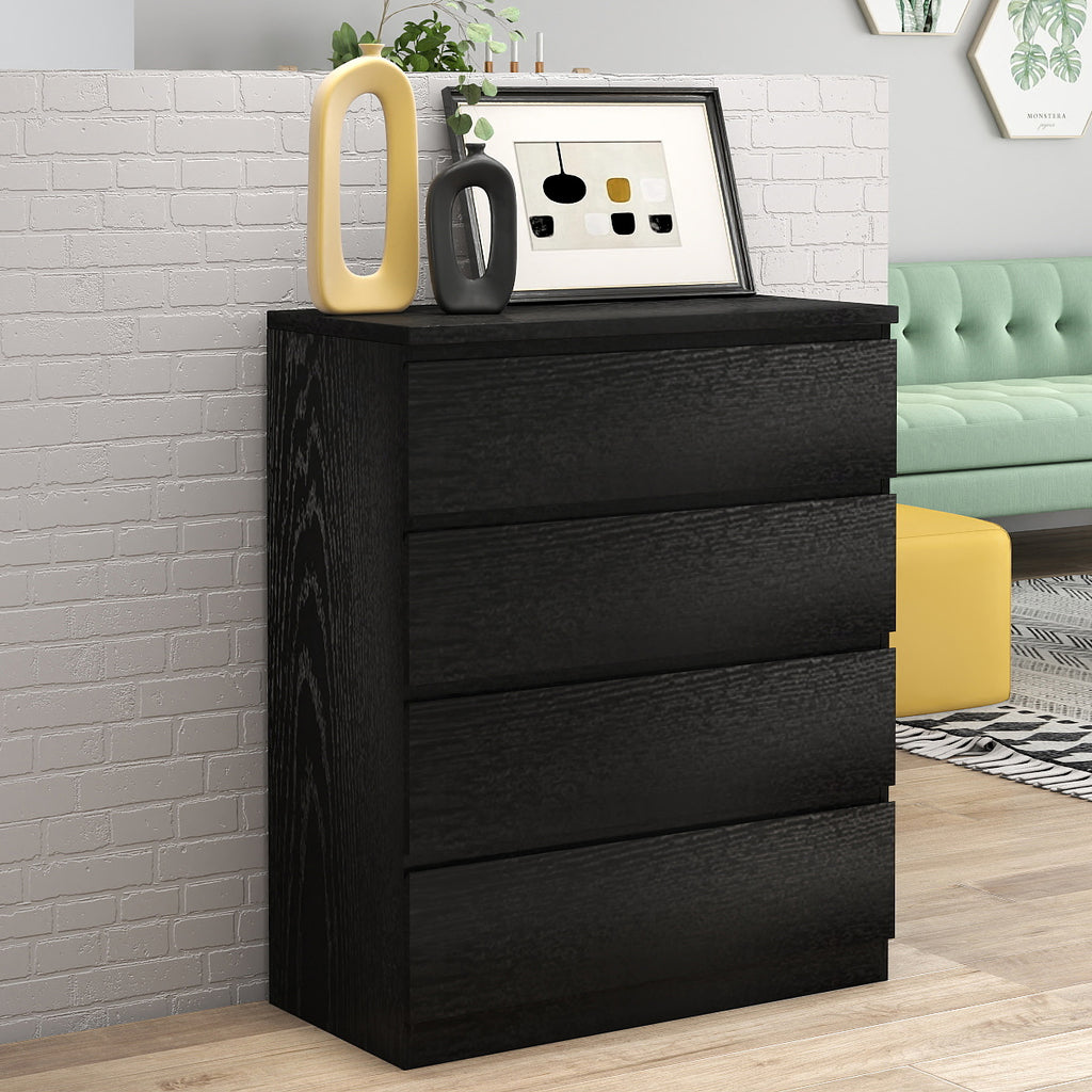 4 Drawer Dresser,Modern Storage Chest of Drawers,31.5In Black Dresser for Closet with Handle-Free Design, Closet Chests Organizer for Bedroom, Living Room,Black - Grand Goldman Shop