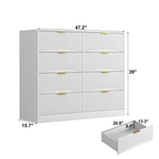Modern 8 Drawers Dresser Chests for Bedroom,47.2' Wide Wood Chest of Drawers with Gold Metal Handle,Drawer Organizer for Bedroom,Living Room,Hallway and Entryway,White - Grand Goldman Shop