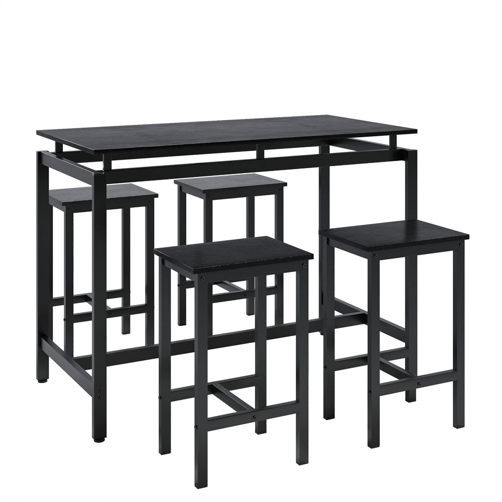 5 Pieces Dining Table Set for 4,Black Bar Table Set with 4 Bar Stools Counter Height Bar Table and Chairs Set. Pub Table Set Breakfast Table for Kitchen, Small Space - Grand Goldman Shop
