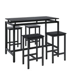 5 Pieces Dining Table Set for 4,Black Bar Table Set with 4 Bar Stools Counter Height Bar Table and Chairs Set. Pub Table Set Breakfast Table for Kitchen, Small Space - Grand Goldman Shop