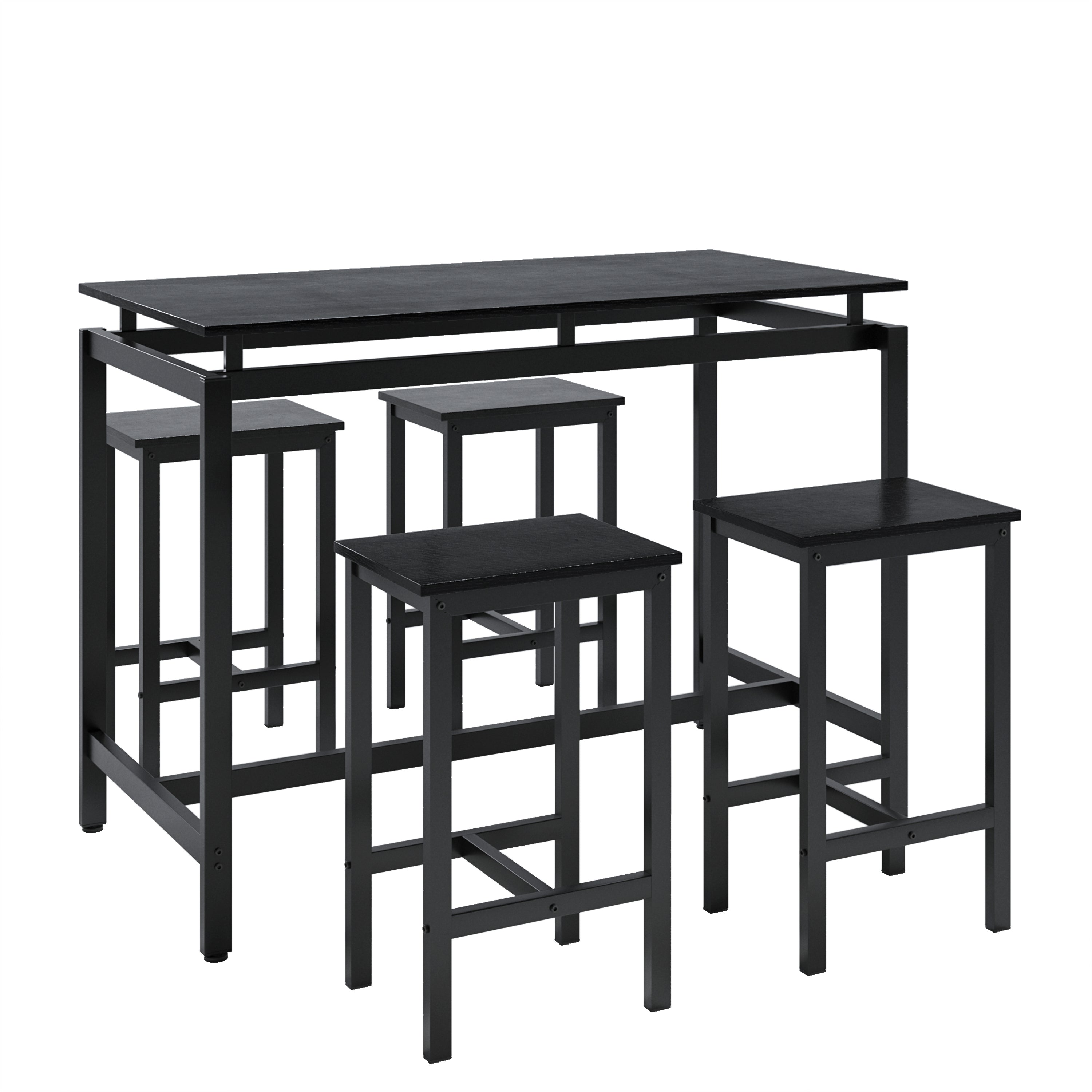 5 Pieces Dining Table Set for 4,Black Bar Table Set with 4 Bar Stools Counter Height Bar Table and Chairs Set. Pub Table Set Breakfast Table for Kitchen, Small Space - Grand Goldman Shop