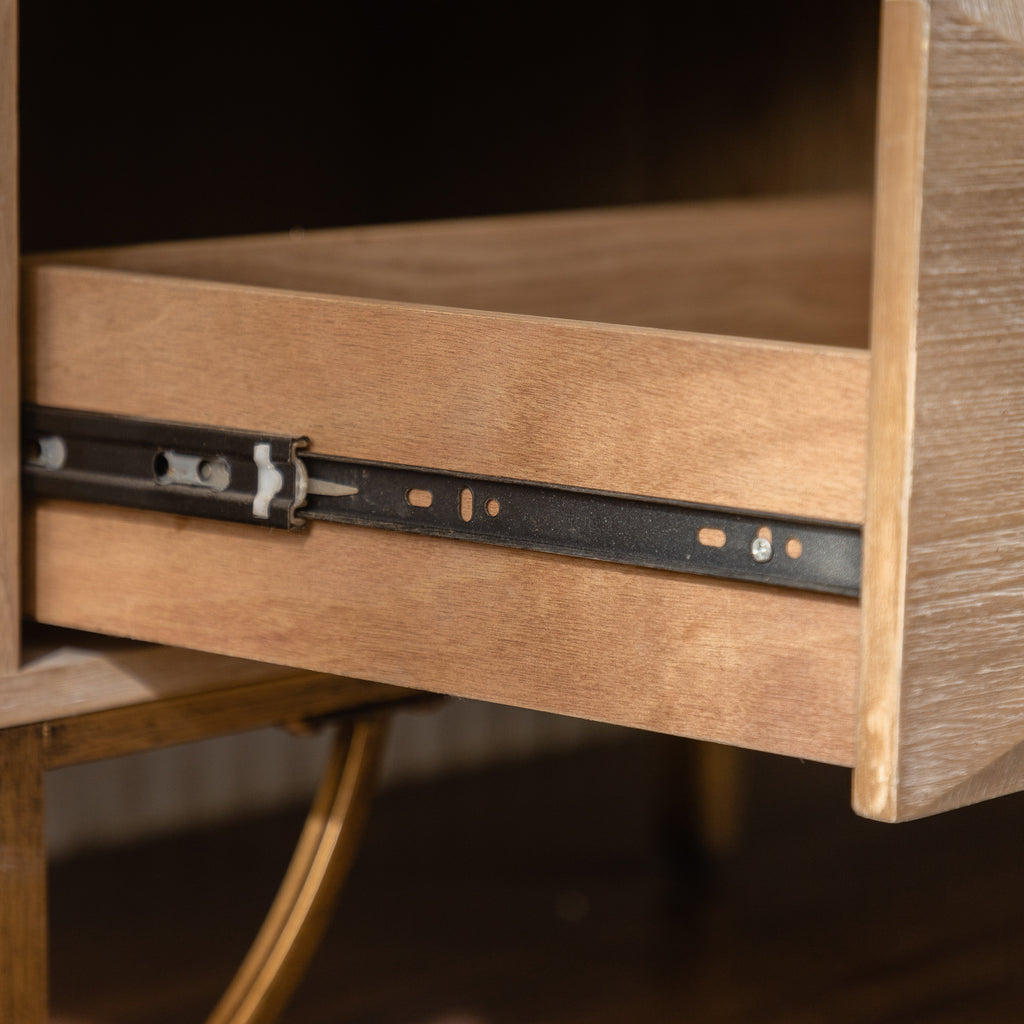 47.24' Light Wood 6-Drawer Dresser - Geometric Relief Chest of Drawers with Gold Metal Legs, Modern Sideboard Console Table for Living Room/Bedroom - Grand Goldman Shop
