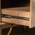 47.24' Light Wood 6-Drawer Dresser - Geometric Relief Chest of Drawers with Gold Metal Legs, Modern Sideboard Console Table for Living Room/Bedroom - Grand Goldman Shop
