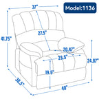 23' Seat Width and High Back Large Size Blue Grey Chenille Power Lift Recliner Chair with 8-Point Vibration Massage and Lumbar Heating - Grand Goldman Shop