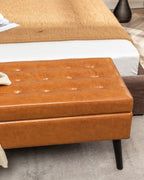 Storage Bench with Storage Bench for Bedroom End of Bed Bench Foot of Bed Bench Entryway Bench Storage Ottoman Bench 43.3' W x 17.7' Brown Leather Bench - Grand Goldman Shop