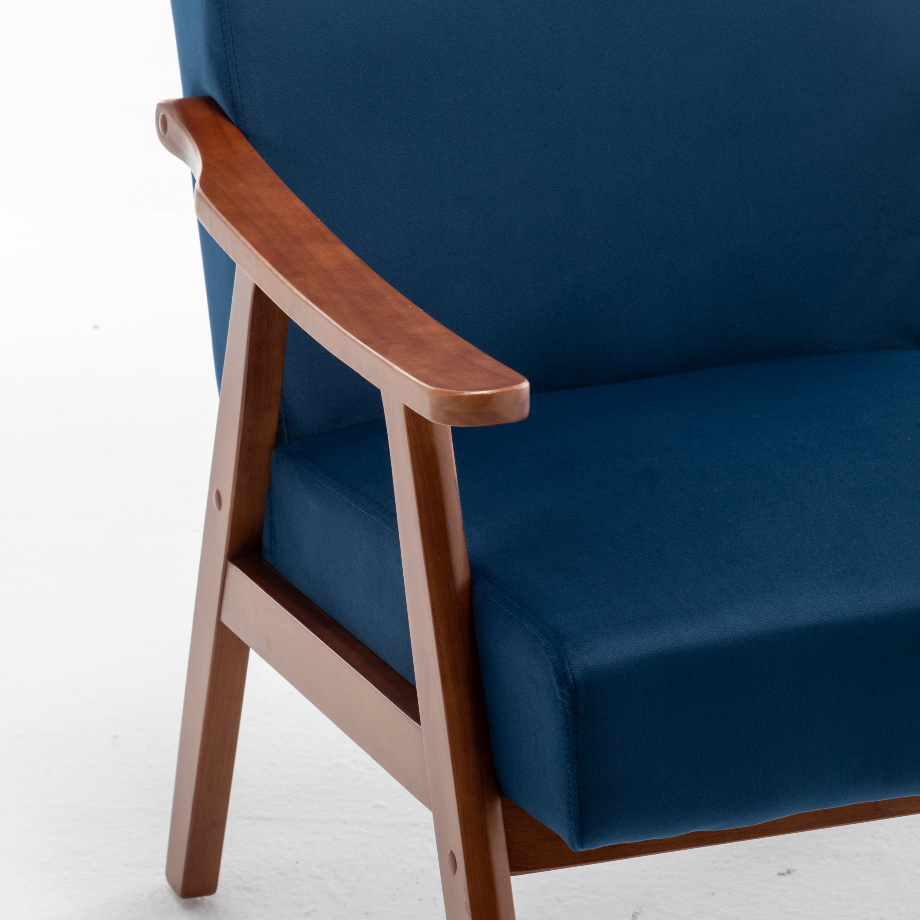 Mid-Century Modern Wingback Accent Chair with Solid Wood Frame and Extra-Thick Backrest – Lounge Chair for Living Room, Bedroom, or Reading Room - Grand Goldman Shop