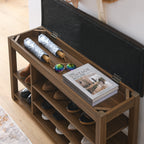 A height-adjustable long shoe-changing bench,made of natural rubberwood,comes with a comfortable seat,concealed storage space and large storage compartments. features natural wood grain.Brown - Grand Goldman Shop