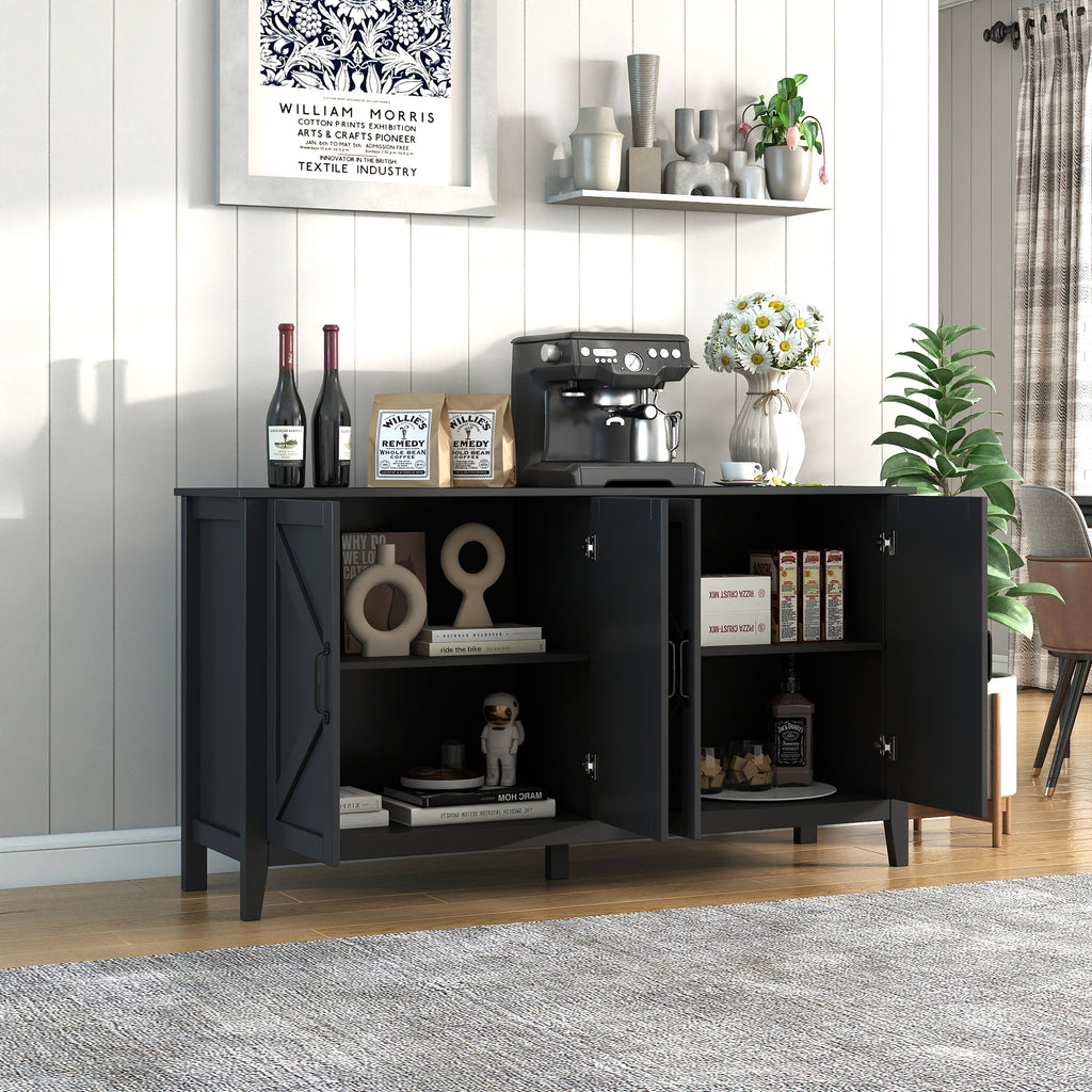 Cabinet with 4 Doors and 4 open shelgves,Freestanding Sideboard Storage Cabinet Entryway Floor Cabinet for Living Room Office Bedroom - Grand Goldman Shop