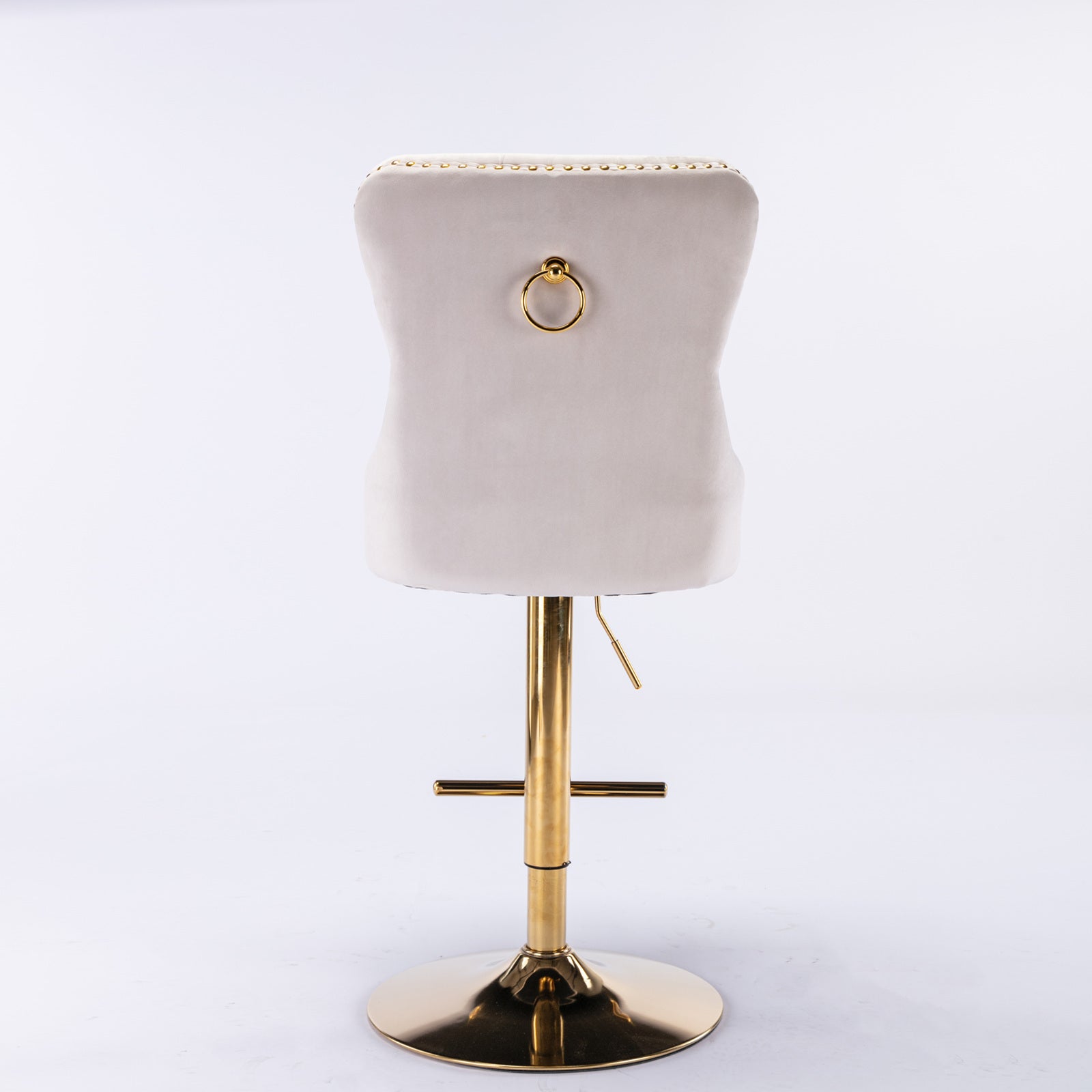 A&A Furniture,Thick Golden Swivel Velvet Barstools Adjusatble Seat Height from 27-35 Inch, Modern Upholstered Bar Stools with Backs Comfortable Tufted for Home Pub and Kitchen Island (Beige,Set of 2) - Grand Goldman Shop