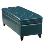 JULIANA Teal PU Storage Ottoman with Spacious Interior - Grand Goldman Shop