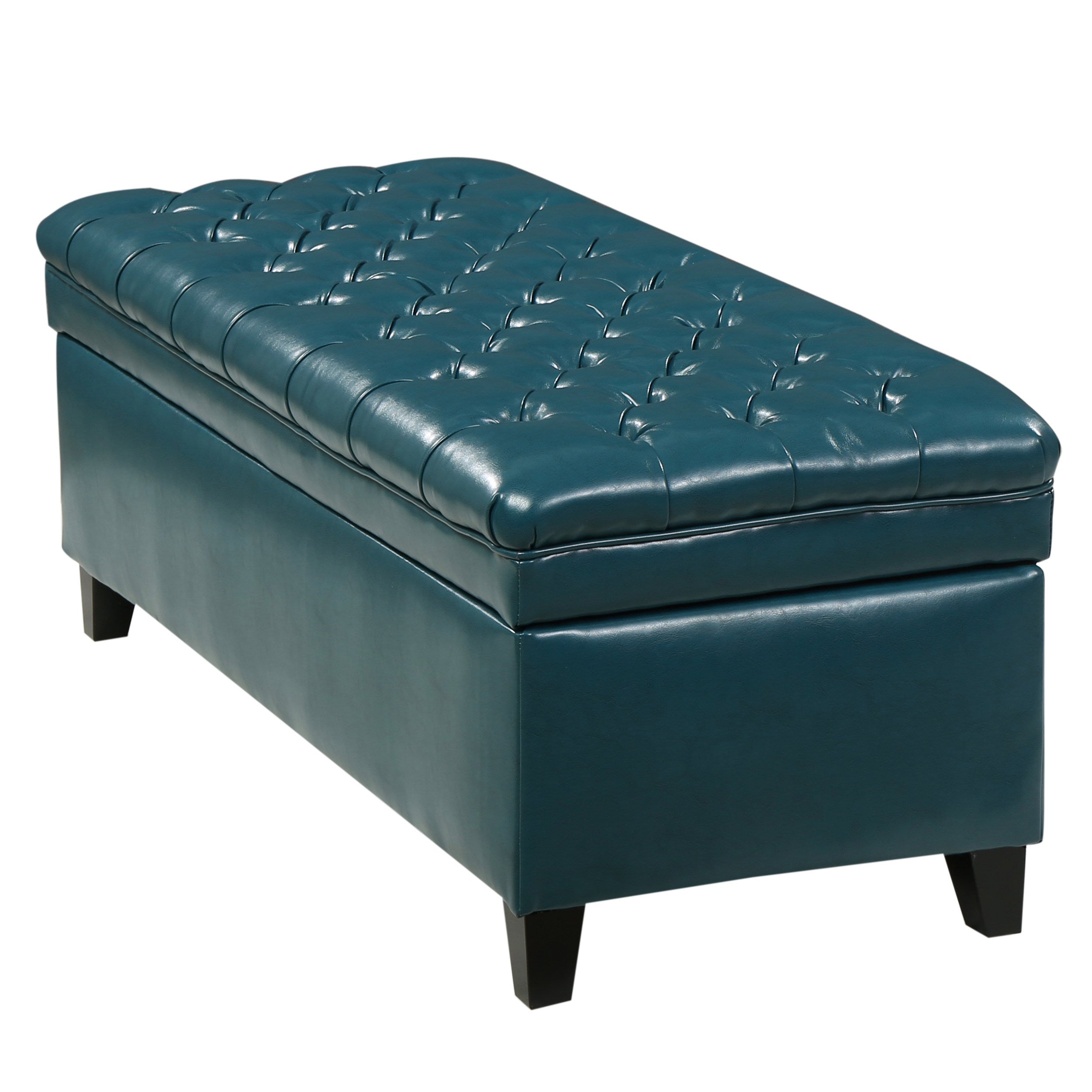 JULIANA Teal PU Storage Ottoman with Spacious Interior - Grand Goldman Shop