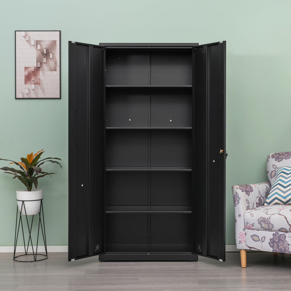 High Storage Cabinet with 2 Doors and 4 Partitions to Separate 5 Storage Spaces, Home/ Office Design | Premium Home Decor - G