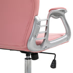 PU Leather Home Office Chair, Button Tufted Desk Chair with Padded Armrests, Adjustable Height and Swivel Wheels, Pink | Prem