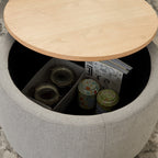 Round Storage Ottoman, 2 in 1 Function, Work as End table and Ottoman,  Grey (25.5'x25.5'x14.5') - Grand Goldman Shop