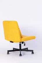 Yellow Linen Criss Cross Armless Office Chair with Wheels - Modern Comfort for Home Office, Meditation & Makeup Spaces - Gran