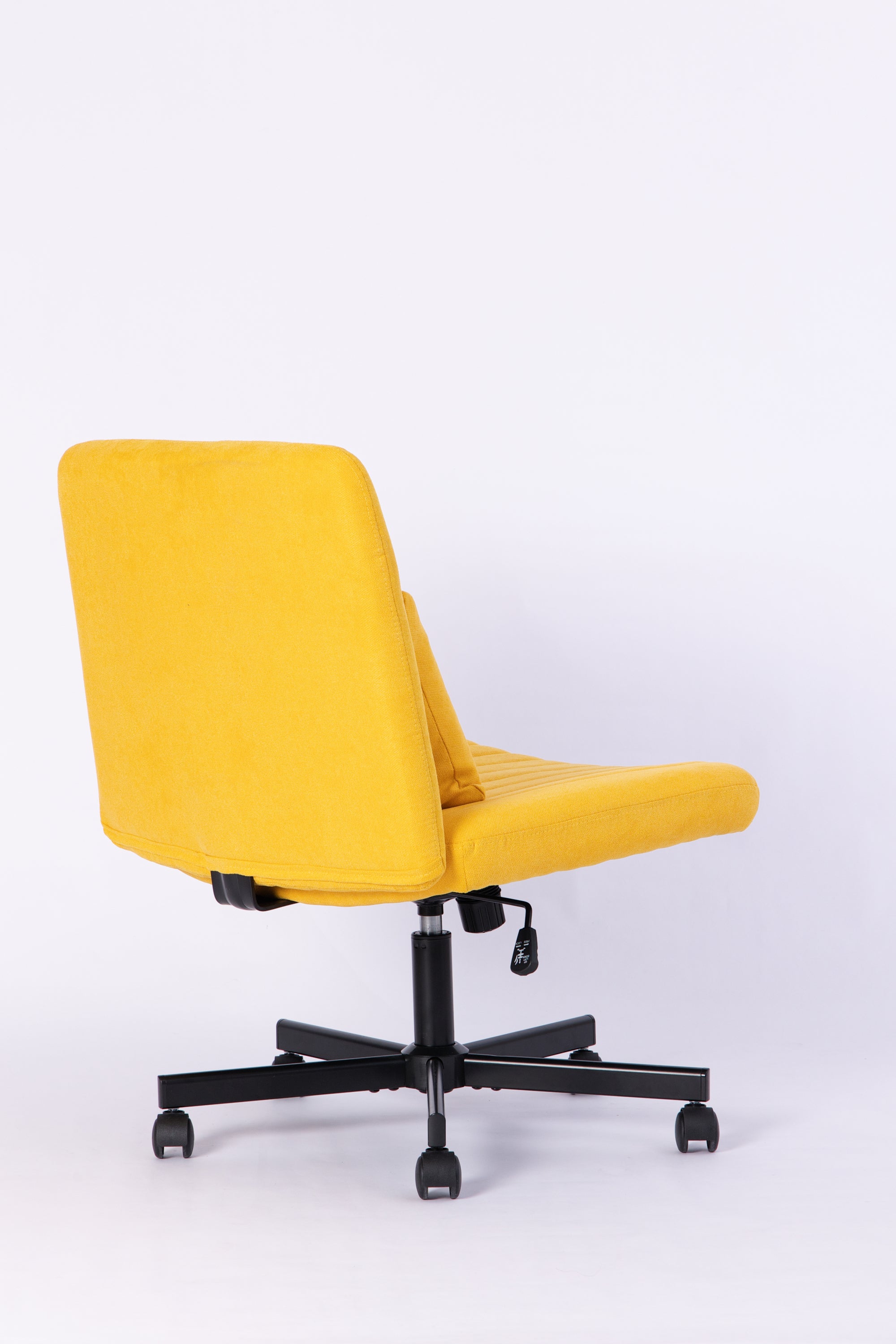Yellow Linen Criss Cross Armless Office Chair with Wheels - Modern Comfort for Home Office, Meditation & Makeup Spaces - Gran