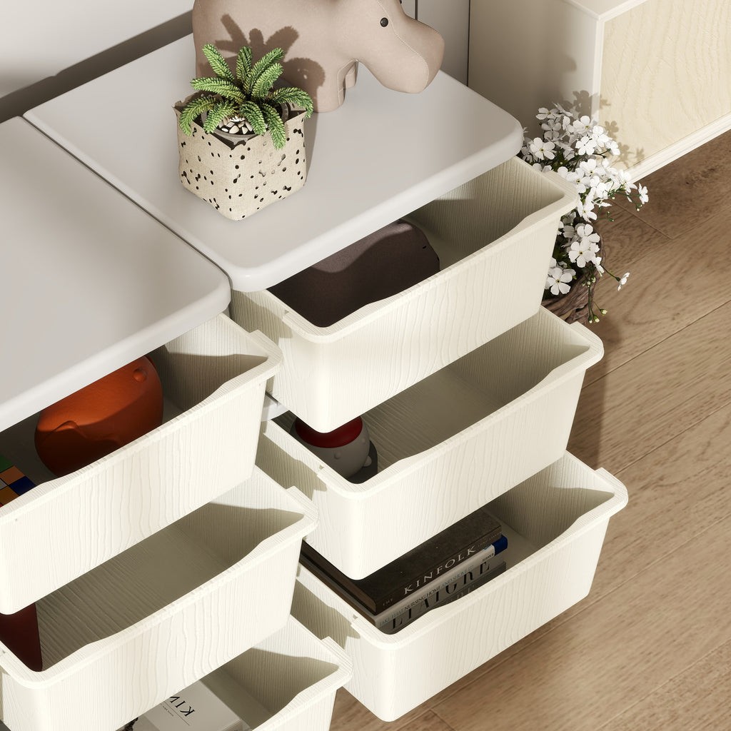 Qaba 3 Tier Kids Storage Unit, 9 Drawer Chest Toy Organizer Plastic Bins for Kids Bedroom Nursery Kindergarten Living Room fo