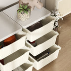 Qaba 3 Tier Kids Storage Unit, 9 Drawer Chest Toy Organizer Plastic Bins for Kids Bedroom Nursery Kindergarten Living Room fo