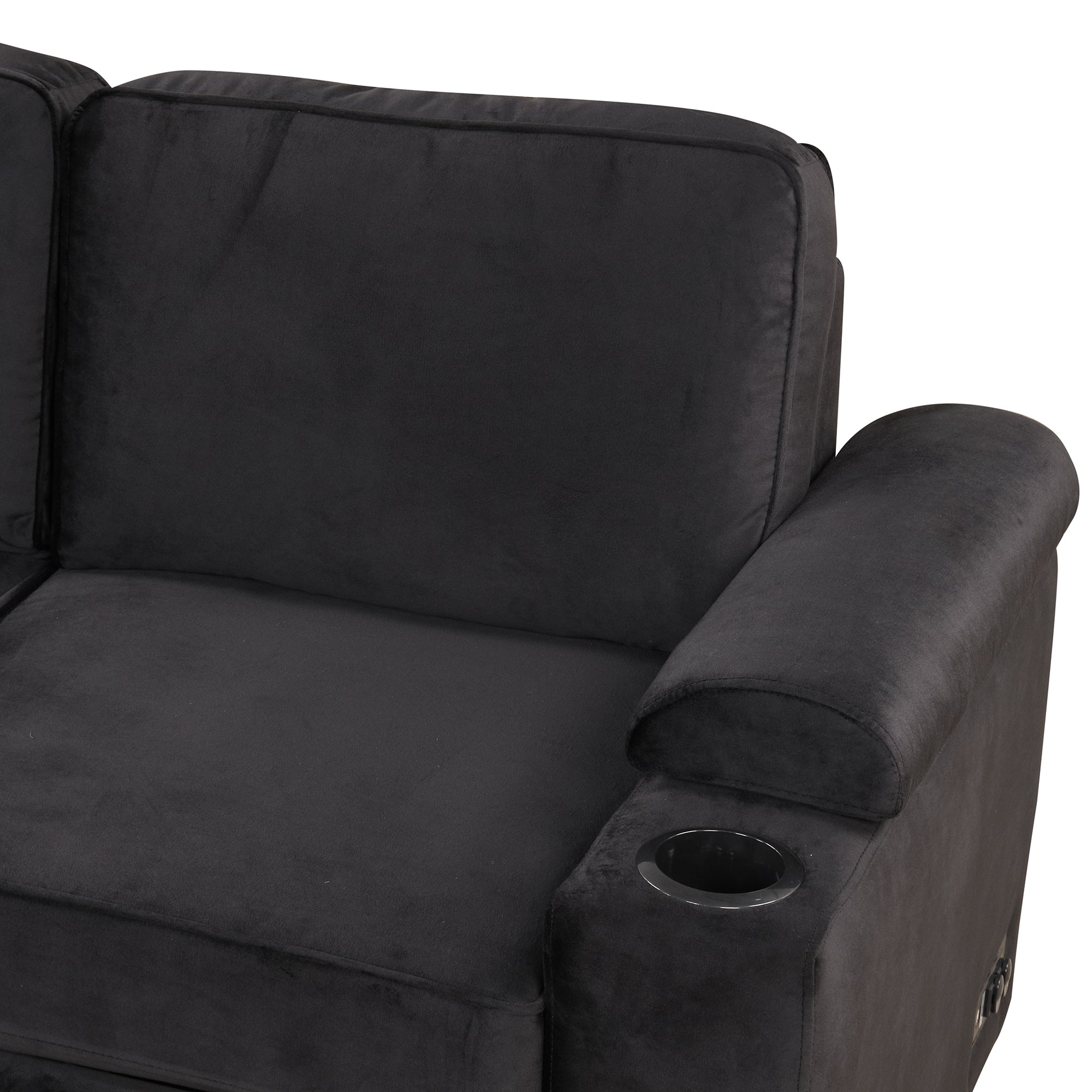 Modern Velvet Sleeper Sofa Bed with Storage Ottoman, Black, 84.75' L Shape - Grand Goldman Shop