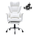 Reclining Office Chair with Footrest, Heavy Duty PU Leather Wide Office Chair, Big and Tall Executive Office Chairs with Lumb