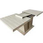 Rectangular extendable dining table, suitable for 6-10 people, with veined travertine pattern, dimensions 160-200 cm, simple and elegant. - Grand Goldman Shop
