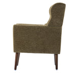 Modern Accent Chair, Chenille Arm Chairs for Living Room, Upholstered Modern Armchair, Comfy Soft Padded Lounge Chair in Small Space, Bedroom, w/Pillow, Solid Wood Leg, Olive Green - Grand Goldman Shop