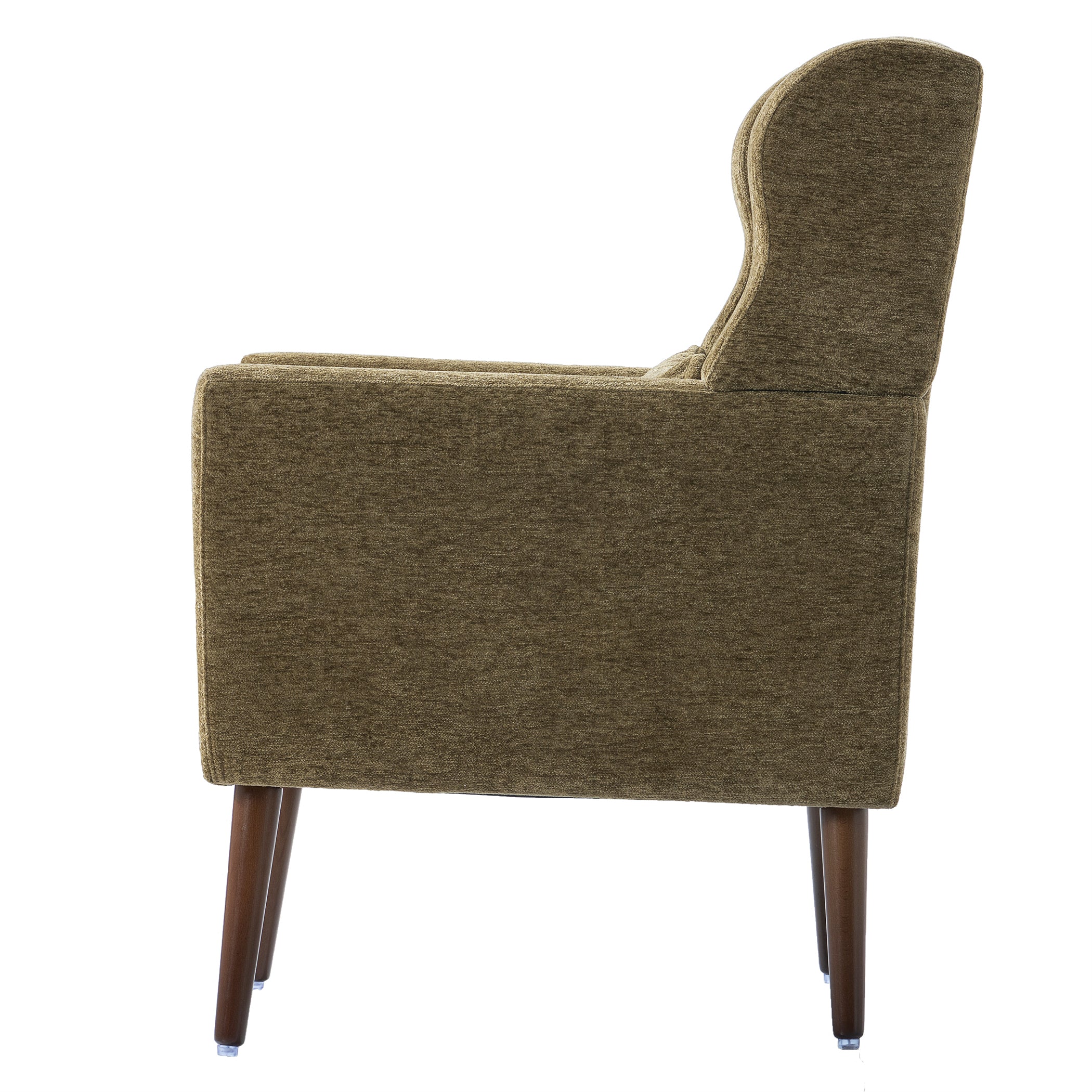 Modern Accent Chair, Chenille Arm Chairs for Living Room, Upholstered Modern Armchair, Comfy Soft Padded Lounge Chair in Small Space, Bedroom, w/Pillow, Solid Wood Leg, Olive Green - Grand Goldman Shop