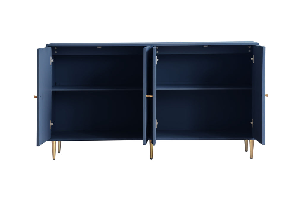 Modern Blue Lacquered 4 Door Wooden Cabinet Sideboard Buffet Server Cabinet Storage Cabinet, for Living Room, Entryway, Hallway, Office, Kitchen and Dining Room - Grand Goldman Shop