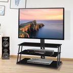 Multi-Function Adjustable TV Stand Black Tempered Glass - Grand Goldman Shop