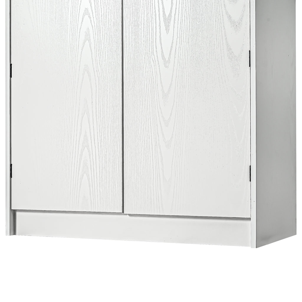 K&K 72' Tall Farmhouse Kitchen Pantry Cabinet with 8 Door Shelves, Curved Design Storage Cabinet with 3 Adjustable Shelves, Hidden Drawer, Versatile Cupboard for Kitchen, Dining & Bathroom, White - Grand Goldman Shop