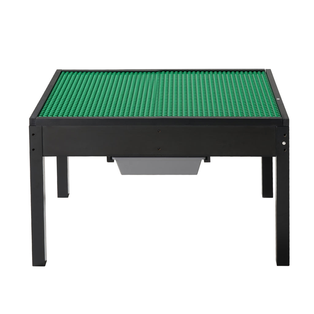 Kids Wooden Activity Table, Building Blocks Double-Sided Tabletop, Multi-Purpose Activity Play Table with 2 Storage Bins for 