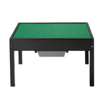 Kids Wooden Activity Table, Building Blocks Double-Sided Tabletop, Multi-Purpose Activity Play Table with 2 Storage Bins for 