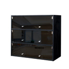 Black Glass Door Shoe Box Shoe Storage Cabinet  With RGB Led Light - Grand Goldman Shop
