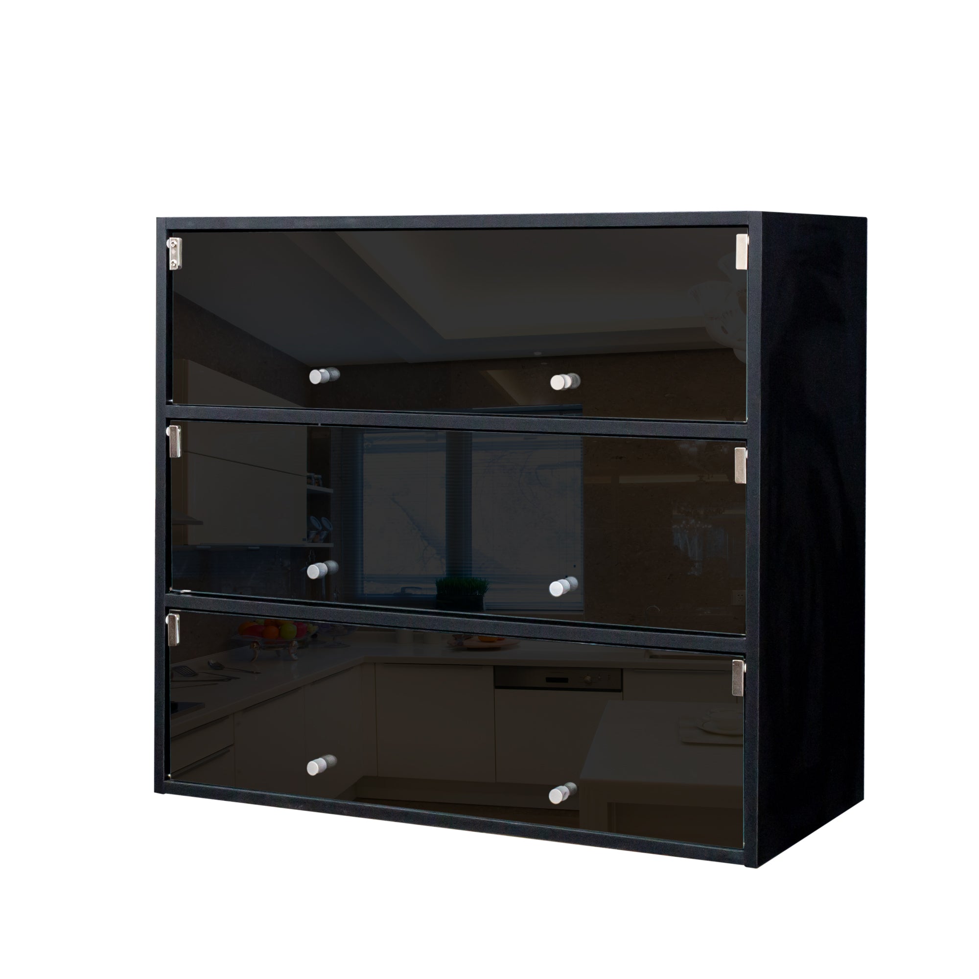 Black Glass Door Shoe Box Shoe Storage Cabinet  With RGB Led Light - Grand Goldman Shop